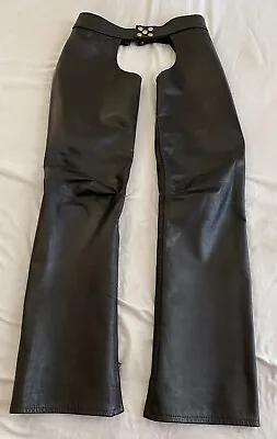 Leather By Leather Of Los Angeles Black Leather Chaps Riding Fetish Gear Vintage • $159.50