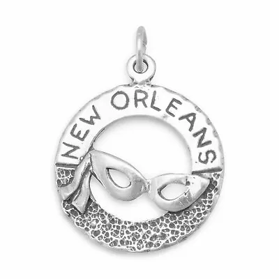 Sterling Silver New Orleans With Mardi Gras Mask Charm • $23.95