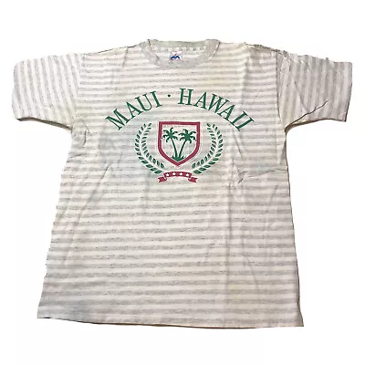 Vintage Leisure Maui Hawaii Striped T-Shirt Hawaiian Striped Size Large 90s • $19.99
