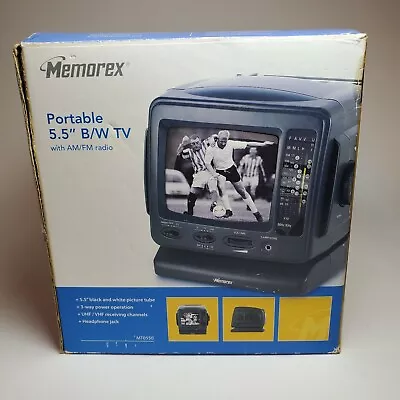 Memorex MT0550-B Portable 5.5” B / W TV Radio Gaming Tailgating Retro  • $32