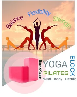 Yoga Blocks Workout Brick Pilates Foam Stretch Health Fitness Exercise Twin Pack • £8.50