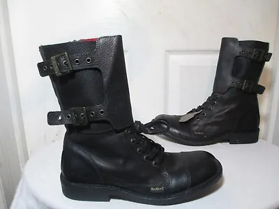 Kickers Women’s Black Leather Mid-calf Combat Boots Made In Portugal 39 Us 8.5 • $89.99