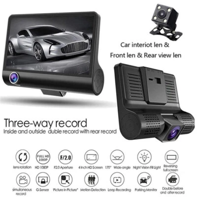 $30.67 • Buy 4  3Lens Dash Cam HD 1080P Car DVR Front And Rear Video Recorder Camera G-sensor