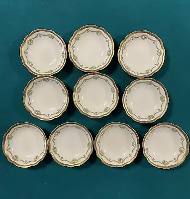 Set Of 10 Antique Habsburg China By MZ Austria Dessert Bowl Porcelain Gold Trim • $49.99