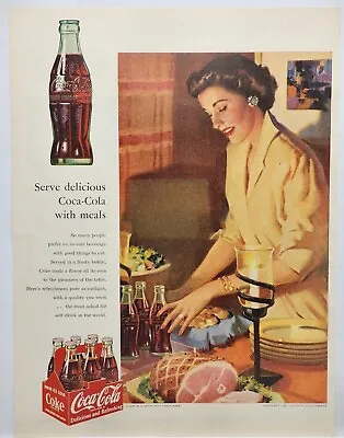 1952 Coca Cola Lady Serving MCM Vintage Print Ad Poster Man Cave Art Deco 50's • $8.88