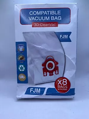 Replacement For Miele FJM Vacuum Bag Type FJM 8 Pack AirClean 3D Efficiency • £21.38