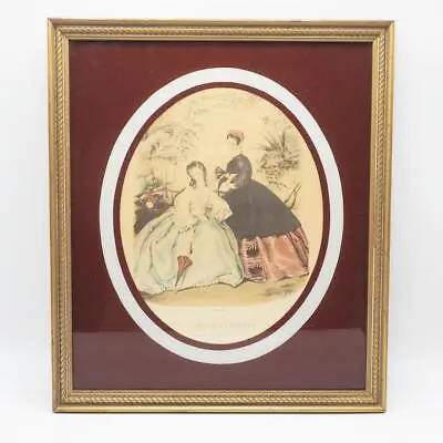 Antique La Mode Illustree Paris Fashion Print Gold Frame • $34.99