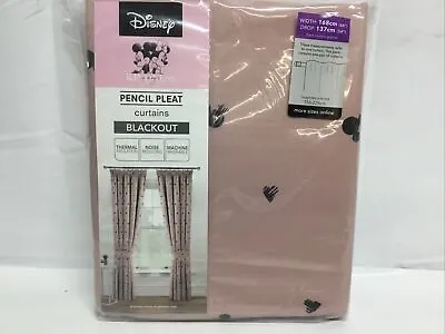 £25 • Buy Disney Mickey Mouse Pencil Pleat Blackout Curtains 66”x54” Each CurtaIn Pink NEW