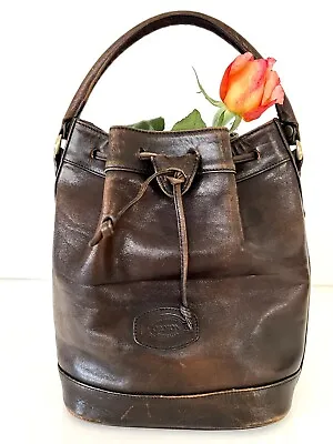 $95 • Buy Vintage Oroton Textured Dark Tan/Brown Leather Hand Bag Tote Bag Australia Made