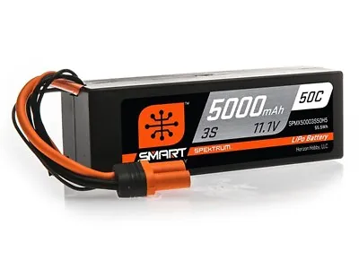 Spektrum 5000mAh 3S 11.1V 50C Smart LiPo Hardcase IC5 SPMX50003S50H5 • £89.99