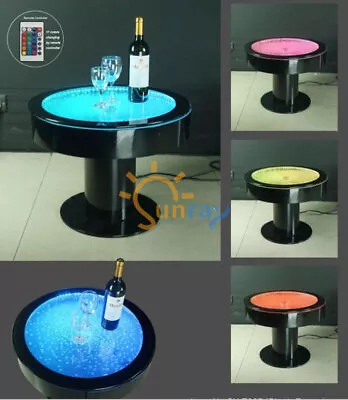 Round LED Coffee Table Multicolour RGB Colour Chaning Acrylic + Stainless Steel • £1239.33