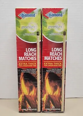 Diamond Long Reach Matches Extra Thick Long Burn 10  Camping Grill 75 Count Box • $15.99