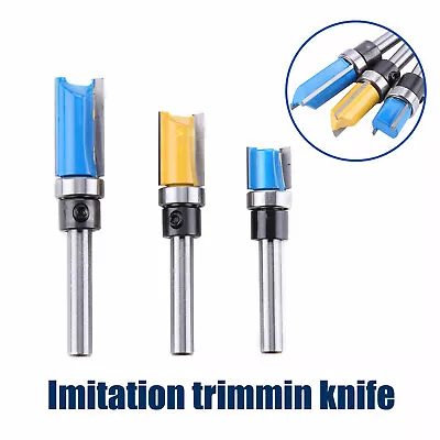 £6.59 • Buy 3pcs Router Bit Set Template Cutter 1/4  Shank Straight Woodwork Wood Flush Trim
