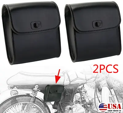 2x Motorcycle Saddle Luggage Pu Leather Side Tool Bag Storage Universal Black US • $27.53