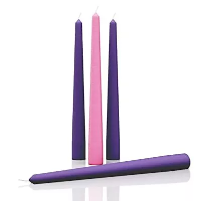 12 Inch Taper Advent Candles 1 Set - Dripless Taper Candles And Unscented Can... • $18.20