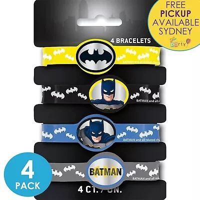 Batman Party Supplies 4 Rubber Bracelets Wristbands Superhero Birthday Favours • $11.99