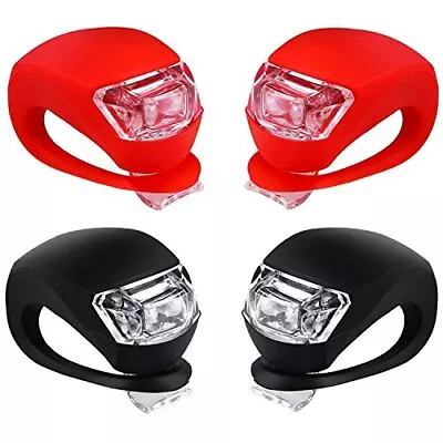  Bicycle Light Front And Rear Silicone LED Bike Light Set 2pcs Red & 2pcs Black • $18.97
