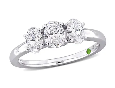 1.00 Carat (ctw VS1-VS2 G-H) Lab-Grown Diamond Three Stone Ring In 14K White Go • $1195