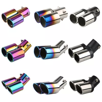 Stainless Steel Car Rear Dual Exhaust Pipe Tail Muffler Tip Throat Straight 2.5  • $15.97