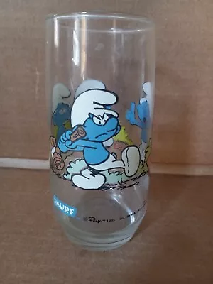 Vintage 1983 McDonald's SMURF Brainy Smurfs Drinking GLASS • $9.99