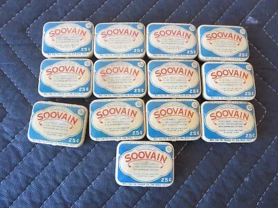 Lot Of 13 Vintage Soovain Aspirin 12 Tablet Tin Box Hinged Lid NICE • $40