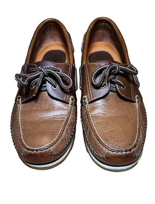 H.S. Trask Men's Brown Leather Handsewn Boat Shoes Size 12M Loafers Slip-On  • $27.99