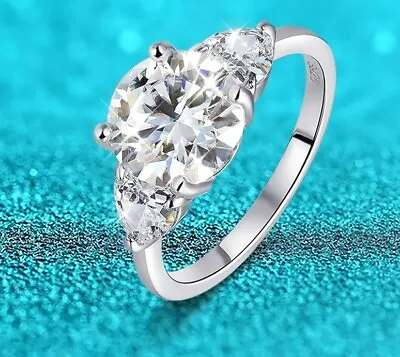 3 Carat Moissanite And Zircon Platinum Plated 925 Sterling Engagement Ring • $99