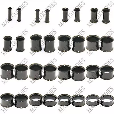 V003 Black Double Flare Saddle Flesh Tunnels Earlets Plugs Gauges 10G To 2  PAIR • $6.95