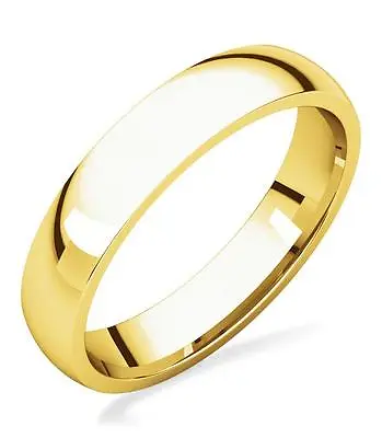 Men's 10K Yellow Gold Wedding Band 4mm Wide Plan Domed Comfort Fit Size 8 - 13 • $115.78