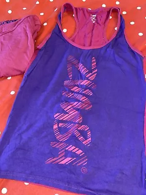 ZUMBA VEST - Instructor Vest Top - Muscle Back - Size L - Purple & Pink • £1.99