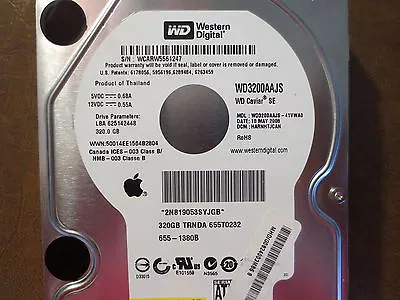 WD WD3200AAJS-41VWA0 DCM:HARNHTJCAN Apple#655-1380B 3.5  Sata Hard Drive • £29.82