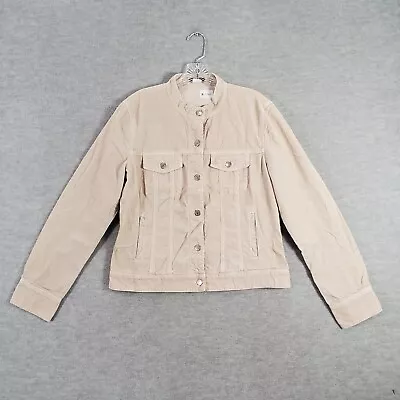 J. Crew Women Jacket Large Beige Cropped Corduroy Pockets Long Sleeve Cotton • $17.97