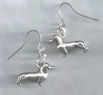 Dachshund/Wiener/Sausage Dog Earrings Silver Solid Metal Charms Hook/drop/dangle • $4.98