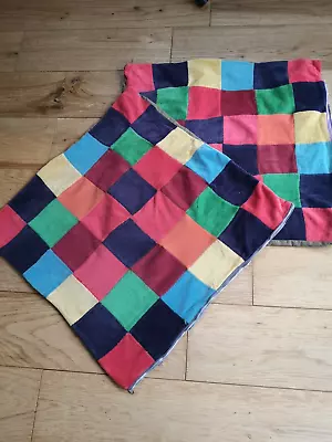 Handmade Patchwork Cushions X 2 Matching Good Condition Rainbow Elmer • £12.95