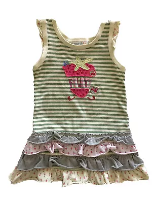 Naartjie Girl's Sleeveless Stripe Floral Tiered Ruffle Dress Size 12-18 Months • $7.50