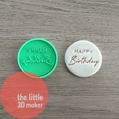 $8.95 • Buy Happy Birthday Cookie Cutter Stamp Fondant Embosser Script Letter