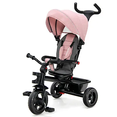 Babyjoy 4-in-1 Trike Baby Tricycle Toddler W/ Reversible Seat & Canopy Pink • $105.99