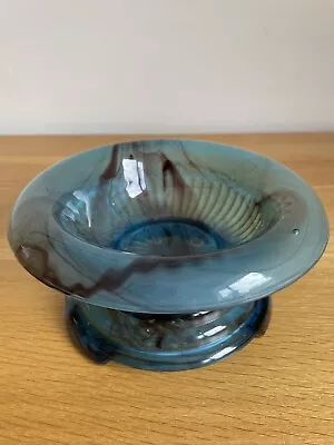 Small Davidson Blue Art Deco Cloud Bowl With Flower Frog • £15