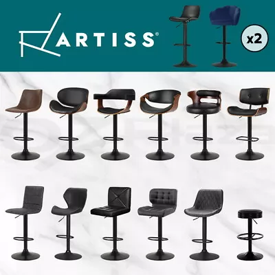 Artiss Kitchen Bar Stools Gas Lift Bar Stool Chairs Swivel Barstools Black Metal • $119.95