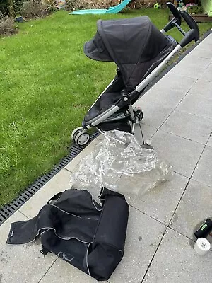 Quinny Foldable Stroller Pushchair Black 'Zapp' Single Seat With Carry Bag • £25