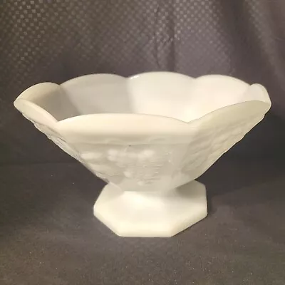 Vintage Harvest Grape Milk Glass Colony Indiana Pedestal Compote Lg Dish Bowl 9  • $12.99