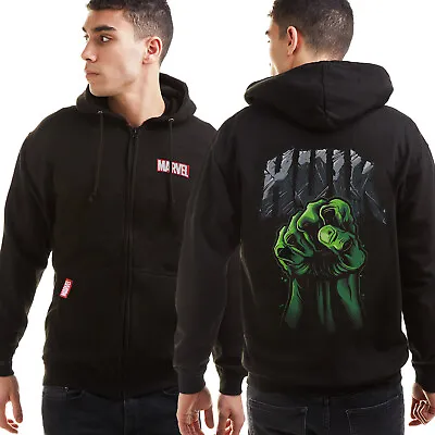 Official Marvel Mens The Incredible Hulk Fist Zip Up Hoodie Jacket Black S-XXL • £34.99