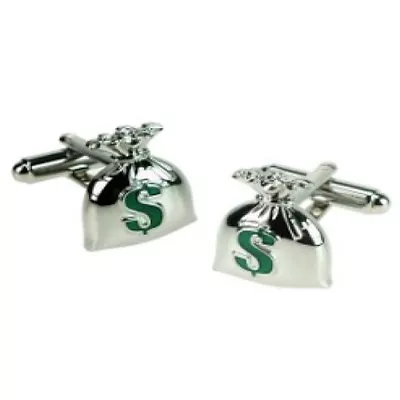 Money Bag Cufflinks Dollar Rich Banker Broker Financial Wall Street • $17.99