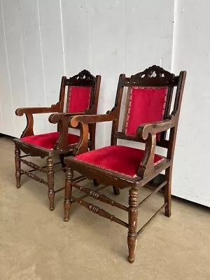 Pair Of Edwardian Beech Armchairs • £110