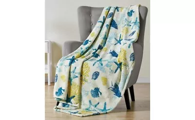 Hudson & Essex Nautical Beach Seashell OVERSIZED 50x70 Throw Blanket NWT • $24.99