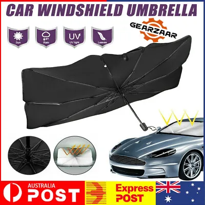 $20.99 • Buy Car Windshield Sunshade Umbrella Front Window Visor Sun Shade Cover Black- Large