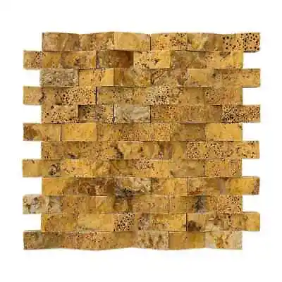 Gold Pyramid Splitface Travertine Mosaic - 1 X2 X5/8  - 1 Pcs 4 X4  Sample Order • $9.90