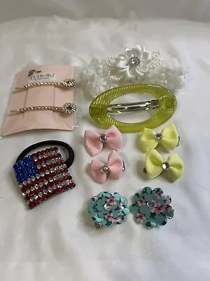 Vintage Lot Of 11 Barrettes Hair Clip Hair Tie 4 Sets Of 2 & 3 Individuals Nice! • $5