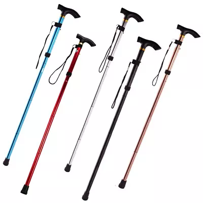 Walking Stick Easy Fold Adjustable Cane Lightweight Mobility Collapsible Sticks • £9.99