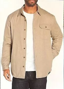 WOOLRICH Men's Button Up-3 Front Flannel Lined Shirt Jacket Tan Large • $28.99